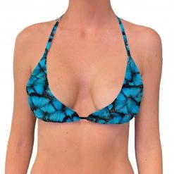 Brittany Allen SWIMWEAR Blue Butterfly String Bikini Top