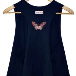 Shop Brittany Allen Black Butterfly Embroidered Cropped Tank