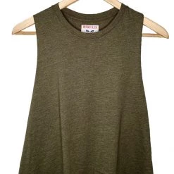 Shop Brittany Allen Olive Butterfly Embroidered Cropped Tank