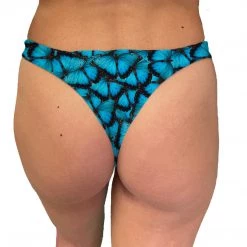 Brittany Allen Blue Butterfly Thong Swim Bottom