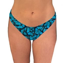 Brittany Allen Blue Butterfly Thong Swim Bottom