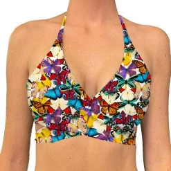 Brittany Allen Multi-Butterfly Wrap Swim Top SWIMWEAR
