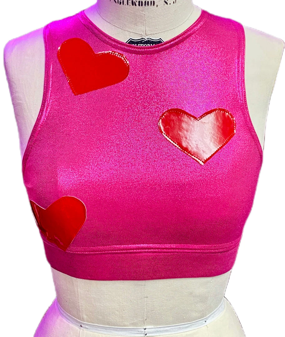Brittany Allen Metallic Spandex + Latex Hearts Sports Bra 1 Brittany Allen Metallic Spandex + Latex Hearts Sports Bra