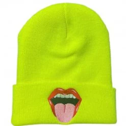 Shop Brittany Allen ACCESSORIES + TOTES "Tongue's Out" Embroidered Beanie