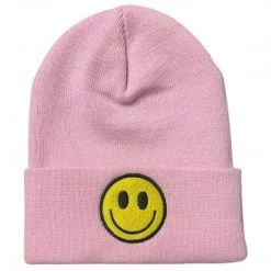 Shop Brittany Allen ACCESSORIES + TOTES Smiley Face Embroidered Beanie