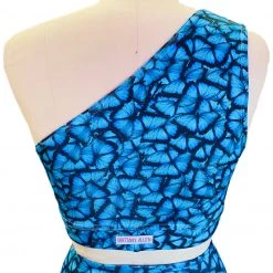 Brittany Allen Blue Butterfly Shoulder Sports Bra