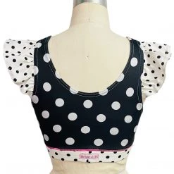 Brittany Allen BRAS Polka Dot Ruffle Scoop Neck Sports Bra