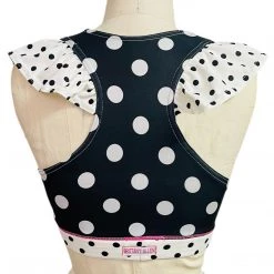Brittany Allen BRAS Polka Dot Ruffle Crew Neck Sports Bra