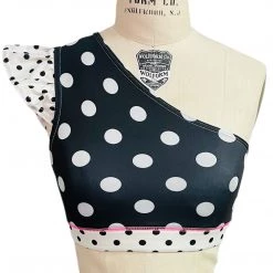 Brittany Allen Polka Dot Ruffle Shoulder Sports Bra