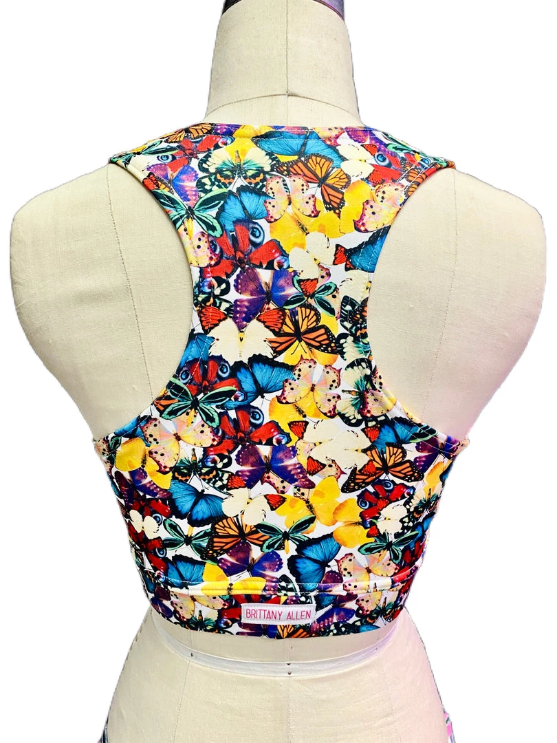 Brittany Allen BRAS Multi-Butterfly Crew Neck Sports Bra 2 Brittany Allen BRAS Multi-Butterfly Crew Neck Sports Bra
