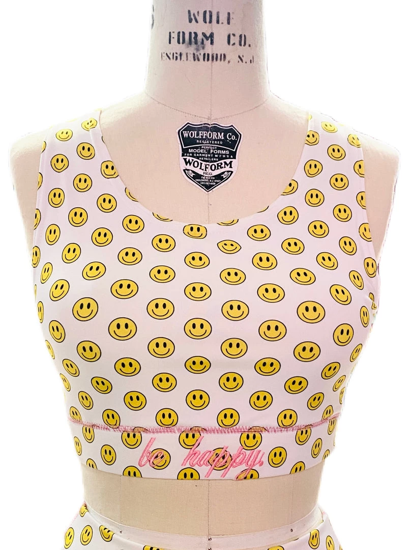 Brittany Allen Be Happy Scoop Neck Sports Bra 1 Brittany Allen Be Happy Scoop Neck Sports Bra