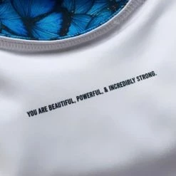 Brittany Allen BRAS Blue Butterfly Crew Neck Sports Bra