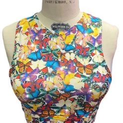 Brittany Allen Multi-Butterfly Opal Stone Sports Bra
