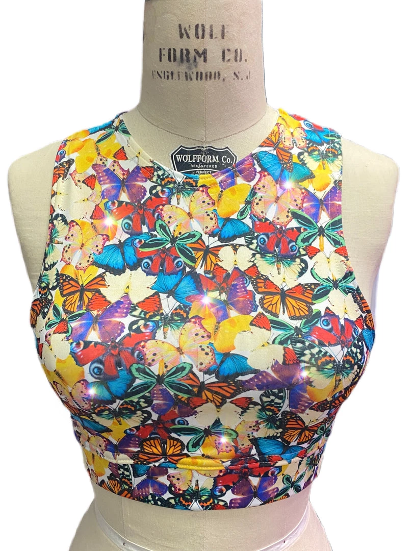 Brittany Allen Multi-Butterfly Opal Stone Sports Bra 1 Brittany Allen Multi-Butterfly Opal Stone Sports Bra