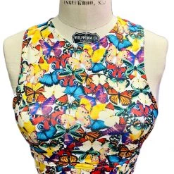 Brittany Allen BRAS Multi-Butterfly Crew Neck Sports Bra