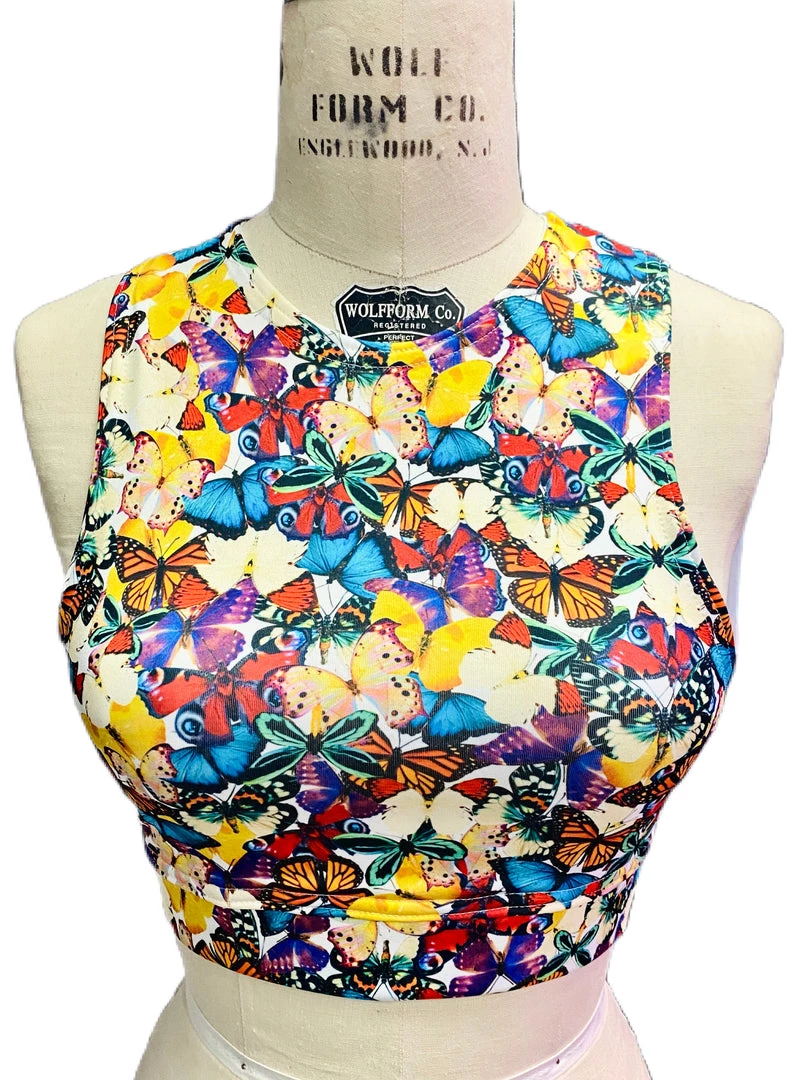 Brittany Allen BRAS Multi-Butterfly Crew Neck Sports Bra 1 Brittany Allen BRAS Multi-Butterfly Crew Neck Sports Bra