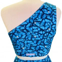 Brittany Allen Blue Butterfly Rhinestone Shoulder Sports Bra BRAS