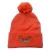 Shop Brittany Allen ACCESSORIES + TOTES Orange Rhinestone Butterfly Pom Pom Beanie