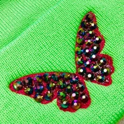 Shop Brittany Allen Green Rhinestone Butterfly Beanie