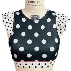 Brittany Allen BRAS Polka Dot Ruffle Crew Neck Sports Bra