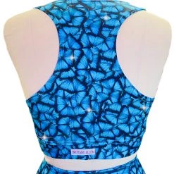 Brittany Allen BRAS Blue Butterfly Rhinestone Sports Bra