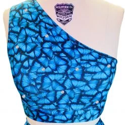 Brittany Allen Blue Butterfly Rhinestone Shoulder Sports Bra BRAS