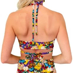 Brittany Allen Multi-Butterfly Wrap Swim Top SWIMWEAR