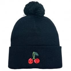 Shop Brittany Allen Black Cherry Pom Pom Beanie ACCESSORIES + TOTES