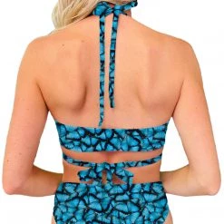 Brittany Allen Blue Butterfly Wrap Swim Top SWIMWEAR