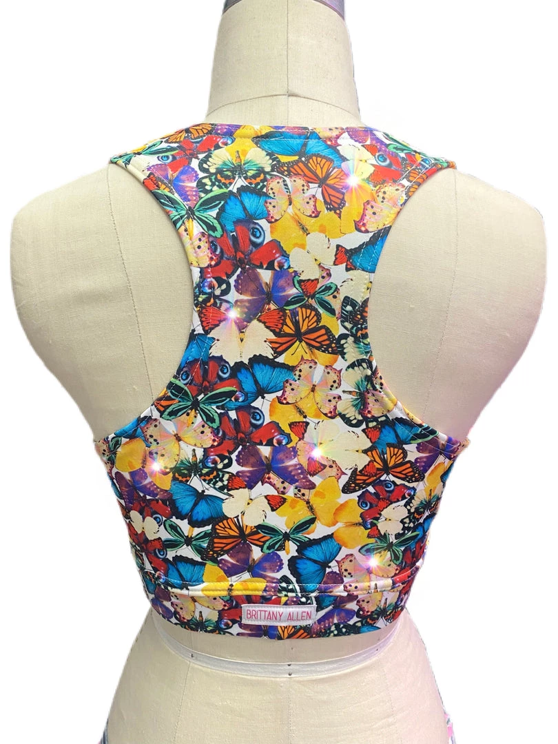 Brittany Allen Multi-Butterfly Opal Stone Sports Bra 2 Brittany Allen Multi-Butterfly Opal Stone Sports Bra