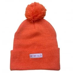 Shop Brittany Allen ACCESSORIES + TOTES Orange Rhinestone Butterfly Pom Pom Beanie