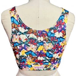 Brittany Allen BRAS Multi-Butterfly Scoop Neck Sports Bra