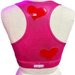 Brittany Allen Metallic Spandex + Latex Hearts Sports Bra