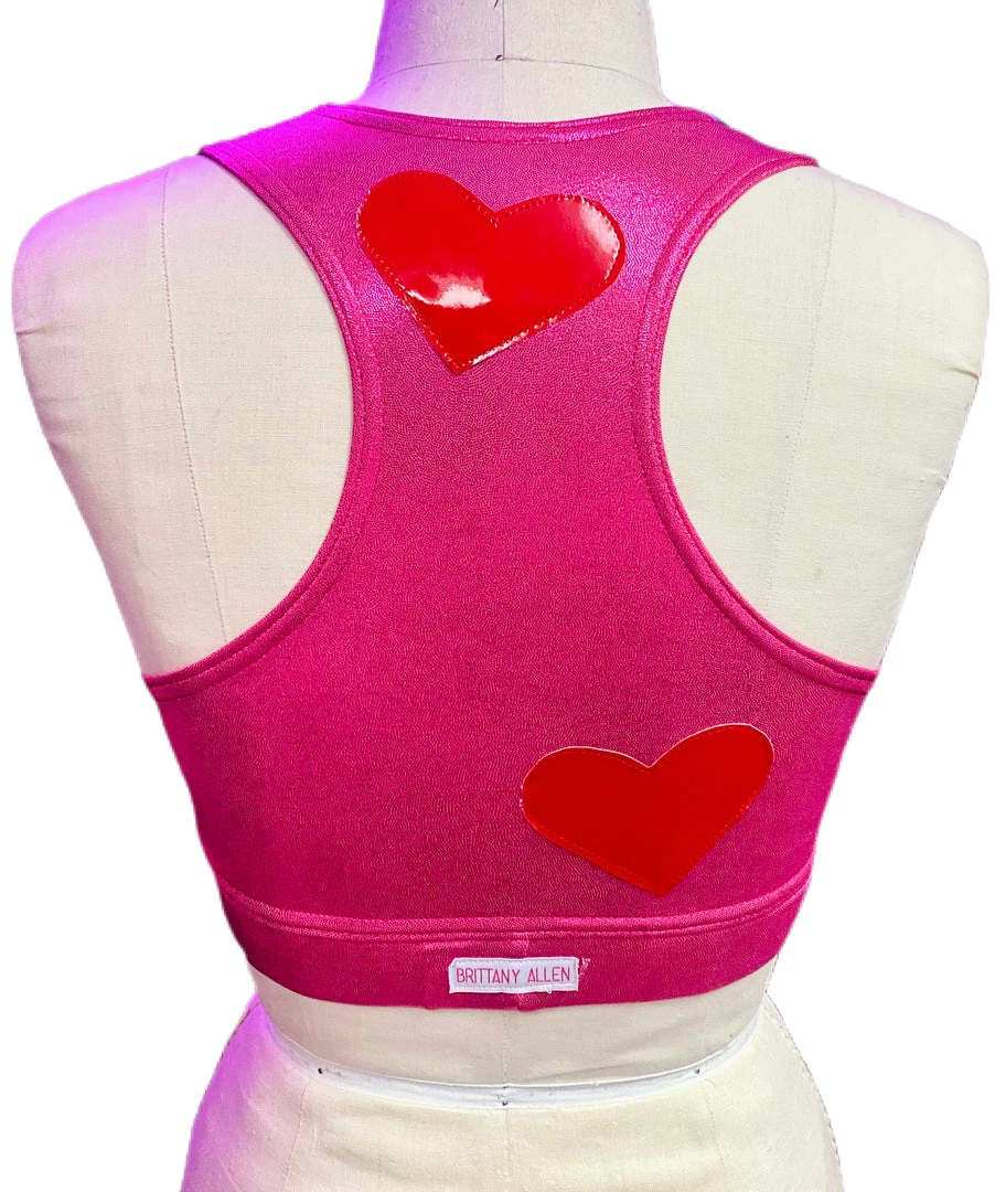 Brittany Allen Metallic Spandex + Latex Hearts Sports Bra 2 Brittany Allen Metallic Spandex + Latex Hearts Sports Bra