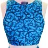 Brittany Allen BRAS Blue Butterfly Crew Neck Sports Bra