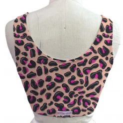 Brittany Allen Pink Leopard Scoop Neck Sports Bra