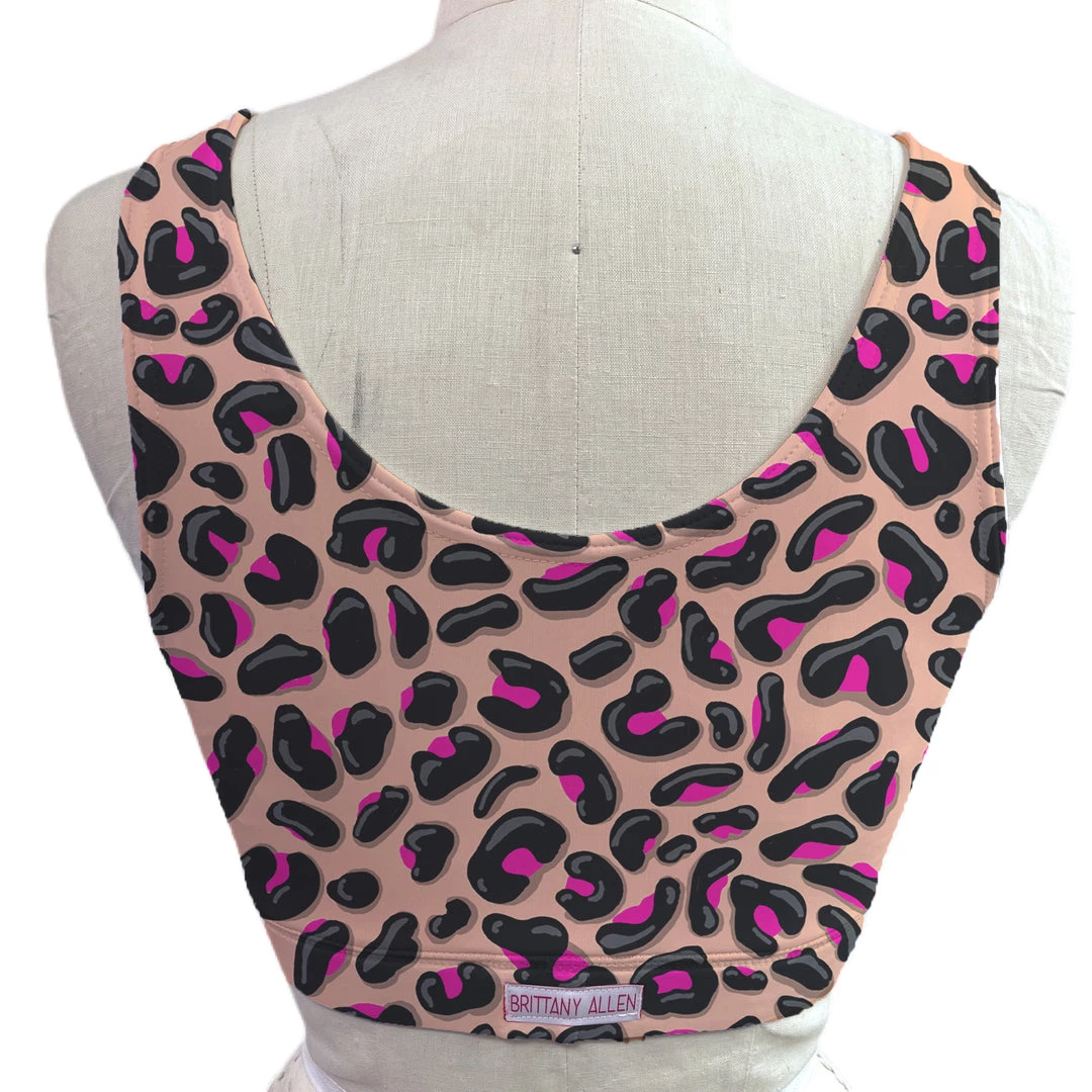 Brittany Allen Pink Leopard Scoop Neck Sports Bra 2 Brittany Allen Pink Leopard Scoop Neck Sports Bra