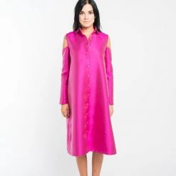 Shop Brittany Allen SAMPLE: Cold Shoulder Button-Up Dress