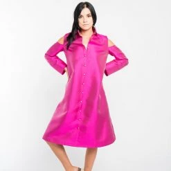 Shop Brittany Allen SAMPLE: Cold Shoulder Button-Up Dress