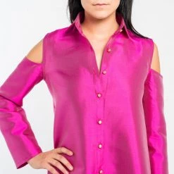 Shop Brittany Allen SAMPLE: Cold Shoulder Button-Up Dress