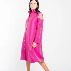 Shop Brittany Allen SAMPLE: Cold Shoulder Button-Up Dress